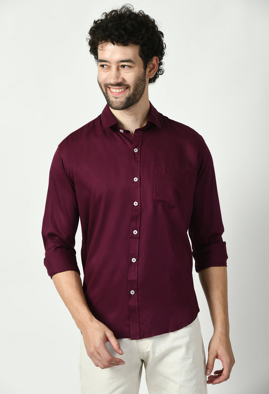 BAMBOO BURGANDY COTTON SHIRT