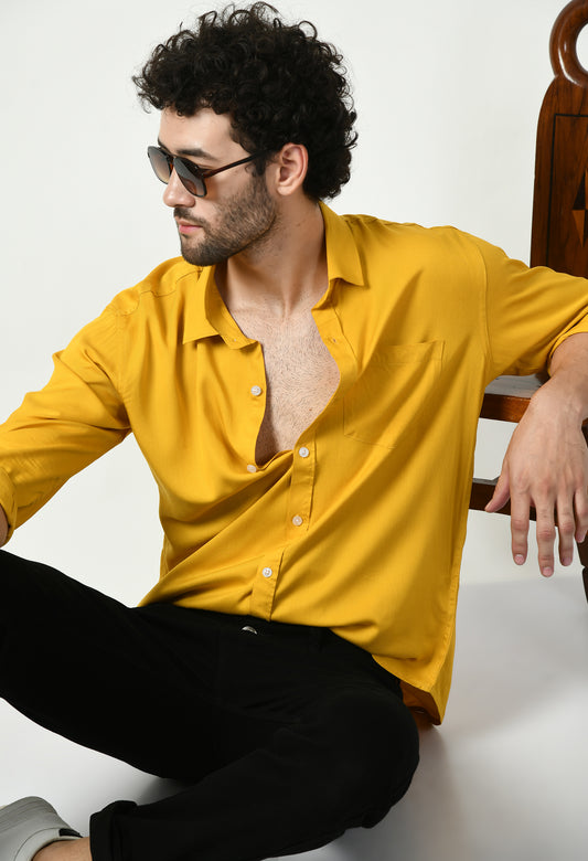 MUSTURD YELLOW BAMBOO COTTON SHIRT