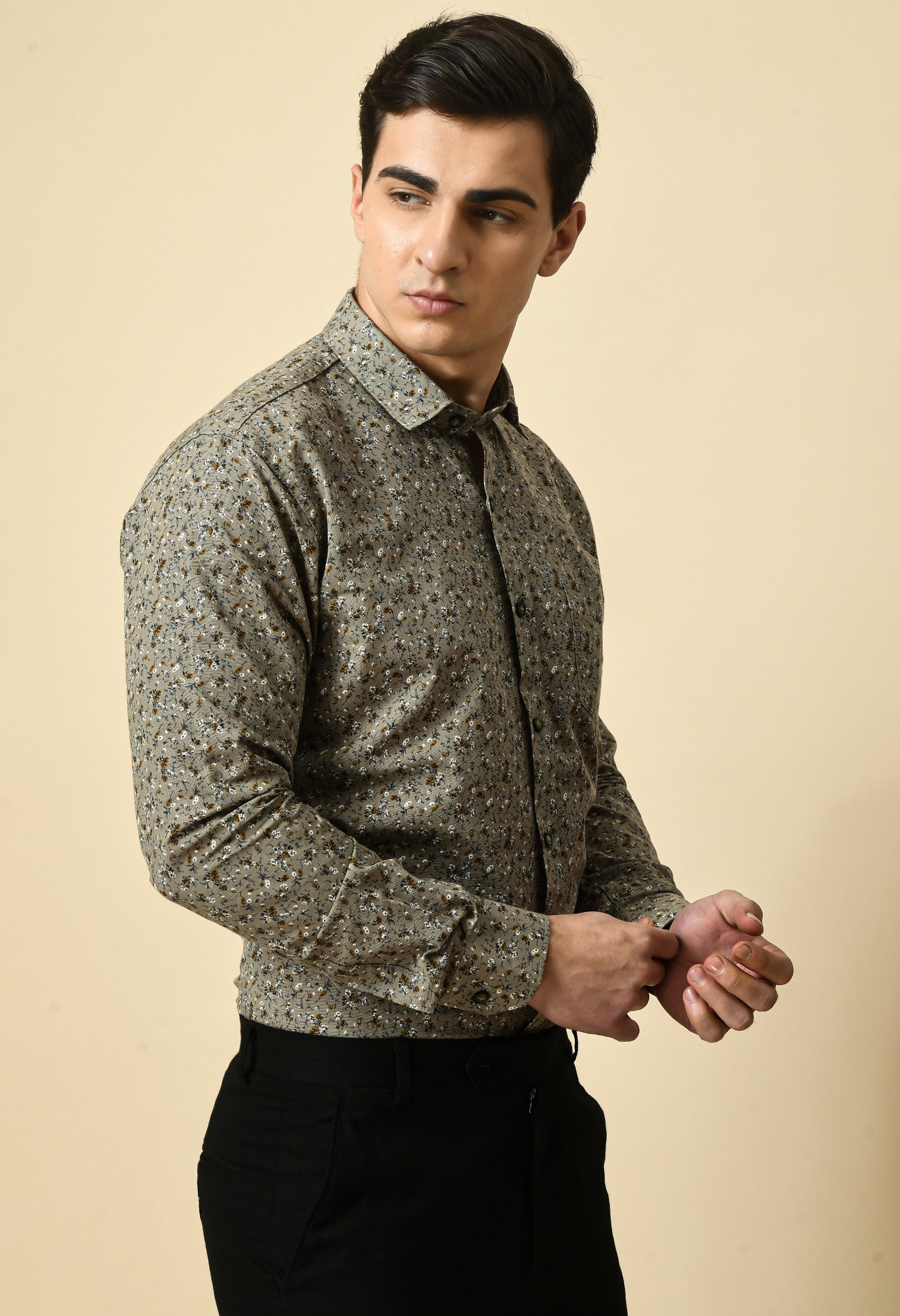 Grey Floral Elegant Shirt