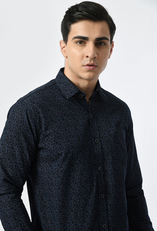 Abstract Navy Blue Shirt